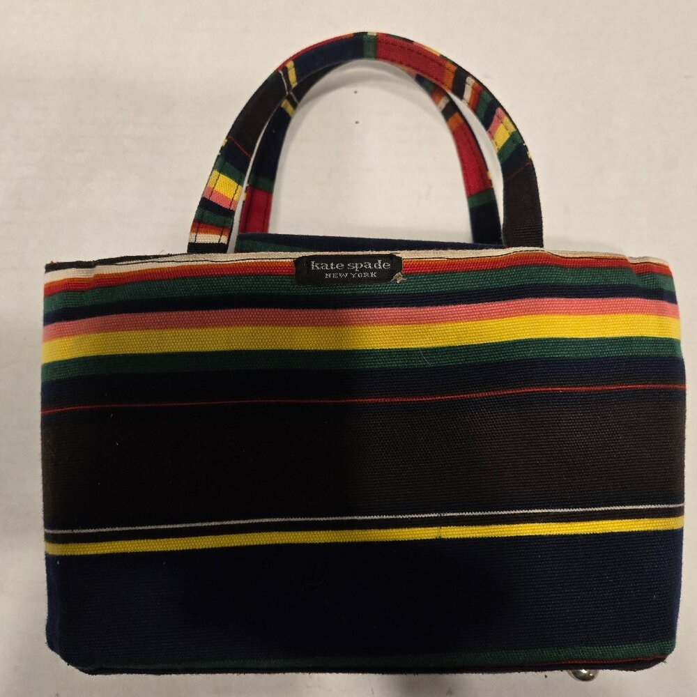VINTAGE KATE SPADE STRIPED HANDBAG.